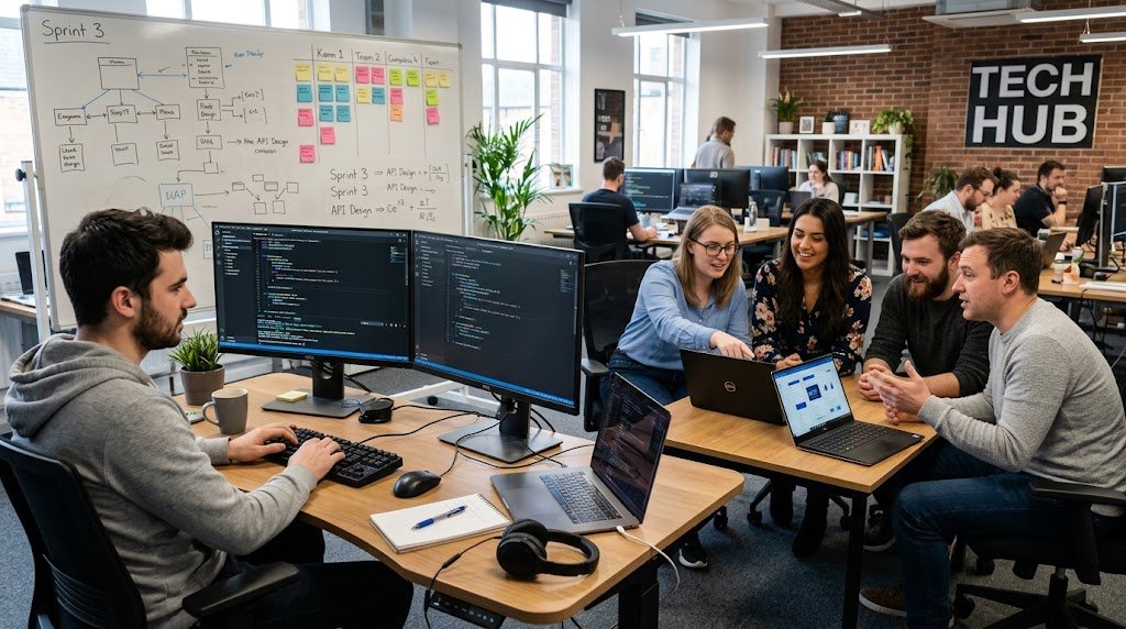 Software team planning and building a custom project
